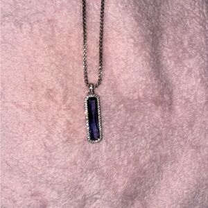 Silver Necklace with Purple Pendant